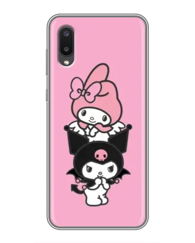 Чехол для Samsung Galaxy A02 с картинкой «Трио My Melody и Kuromi» Чехол для Samsung Galaxy A02 с картинкой «Трио My Melody и Kuromi»
