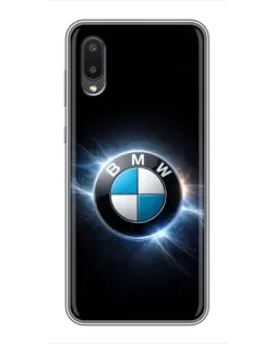 Чехол для Samsung Galaxy A02 с картинкой «BMW — неоновое сияние»