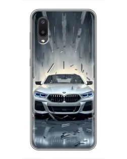 Чехол для Samsung Galaxy A02 с картинкой «BMW в свете фар»