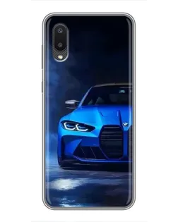 Чехол для Samsung Galaxy A02 с картинкой «Голубая BMW M4»