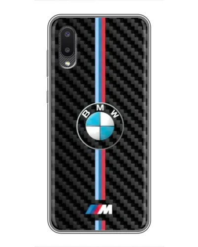 Чехол для Samsung Galaxy A02 с картинкой «Эмблема BMW и карбон»