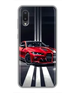 Чехол для Samsung Galaxy A02 с картинкой «Красная BMW на дороге»