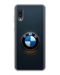 Чехол для Samsung Galaxy A02 с картинкой «Логотип BMW — минимализм»