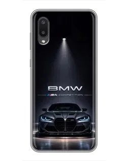 Чохол для Samsung Galaxy A02 з картинкою «BMW крізь нічне місто»