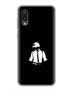 Чехол для Samsung Galaxy A02 с картинкой «PUBG — белый шлем»