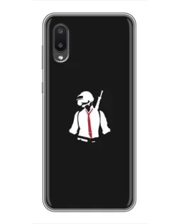 Чехол для Samsung Galaxy A02 с картинкой «PUBG — силуэт воина»