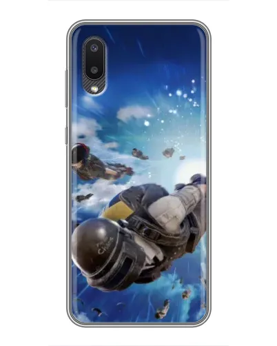 Чехол для Samsung Galaxy A02 с картинкой «Десант PUBG — прыжок»