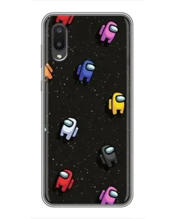 Чохол для Samsung Galaxy A02 з картинкою «Космічний патерн Among Us»