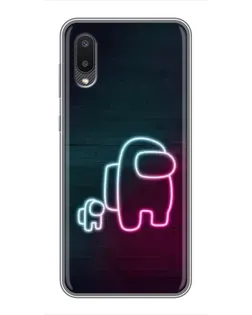 Чехол для Samsung Galaxy A02 с картинкой «Among Us неон-арт»