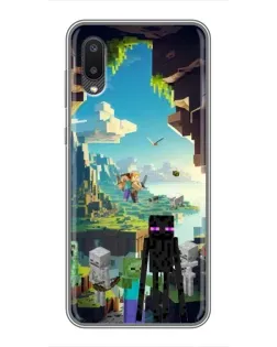 Чехол для Samsung Galaxy A02 с картинкой «Эндермен в лесу»