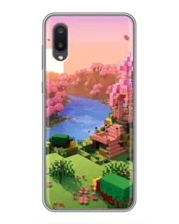 Чехол для Samsung Galaxy A02 с картинкой «Розовое дерево Minecraft»