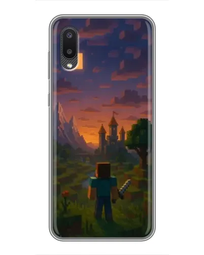 Чехол для Samsung Galaxy A02 с картинкой «Стив у башни» Чехол для Samsung Galaxy A02 с картинкой «Стив у башни»