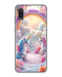 Чохол для Samsung Galaxy A02 з картинкою «Веселка і єдинороги»