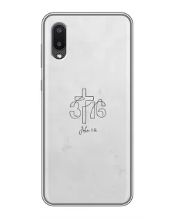 Чехол для Samsung Galaxy A02 с картинкой «Иоанна 3:16 Крест»