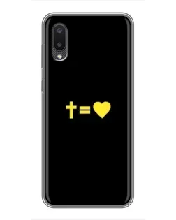 Чехол для Samsung Galaxy A02 с картинкой «Сердце и Крест»