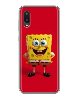 Чехол для Samsung Galaxy A02 с картинкой «Спанч Боб на красном»