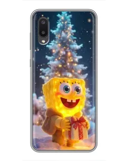 Чехол для Samsung Galaxy A02 с картинкой «Рождественский Спанч Боб»