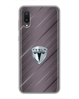 Чехол для Samsung Galaxy A02 с картинкой «Металлическая текстура Tesla»