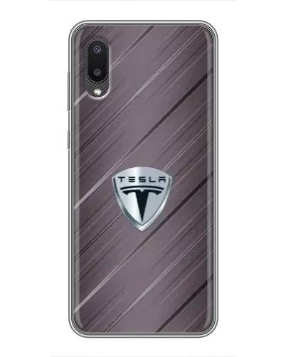 Чехол для Samsung Galaxy A02 с картинкой «Металлическая текстура Tesla»