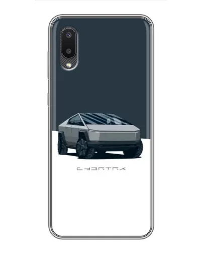 Чехол для Samsung Galaxy A02 с картинкой «Серебристый Cybertruck Tesla»