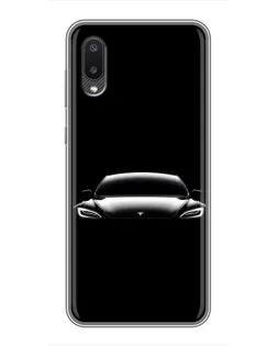 Чехол для Samsung Galaxy A02 с картинкой «Фары Tesla Night»