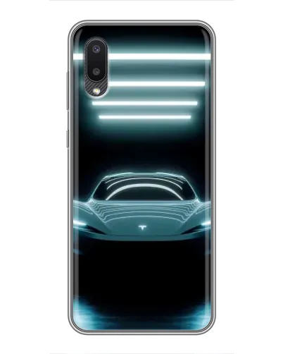Чехол для Samsung Galaxy A02 с картинкой «Tesla в неоне»