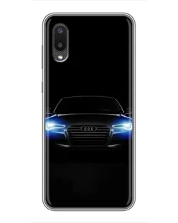 Чехол для Samsung Galaxy A02 с картинкой «Audi в неоне»