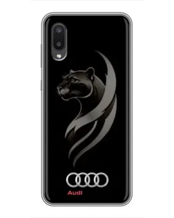 Чехол для Samsung Galaxy A02 с картинкой «Графика — пантера и Audi»