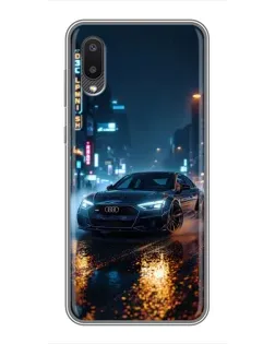 Чехол для Samsung Galaxy A02 с картинкой «Ночной город и Audi»
