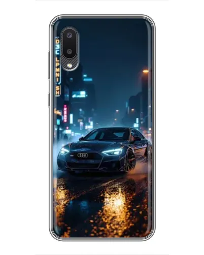 Чехол для Samsung Galaxy A02 с картинкой «Ночной город и Audi»
