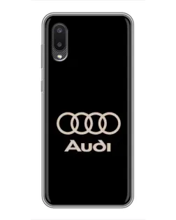 Чехол для Samsung Galaxy A02 с картинкой «Audi — золотой логотип»
