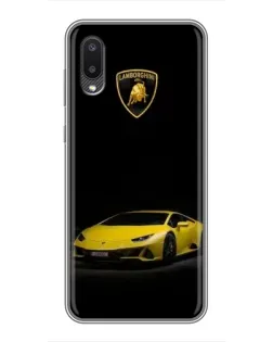 Чехол для Samsung Galaxy A02 с картинкой «Lamborghini желтый акцент»