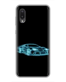 Чехол для Samsung Galaxy A02 с картинкой «Неоновый контур Lamborghini»