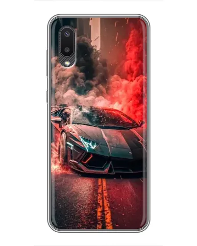 Чехол для Samsung Galaxy A02 с картинкой «Lamborghini красный дым»