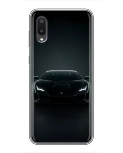 Чехол для Samsung Galaxy A02 с картинкой «Черный Lamborghini Aventador»