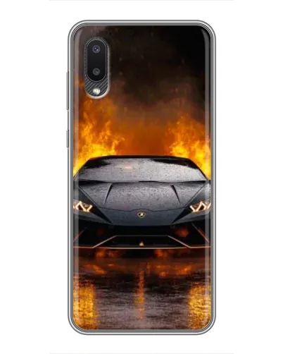 Чехол для Samsung Galaxy A02 с картинкой «Lamborghini в огне»