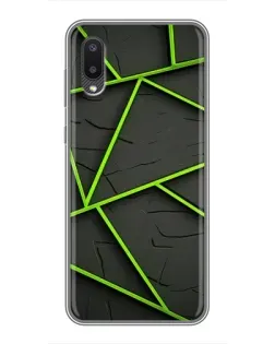 Чехол для Samsung Galaxy A02 с картинкой «Зеленые геометрические линии»