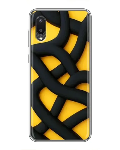Чехол для Samsung Galaxy A02 с картинкой «Черное желтое переплетение»