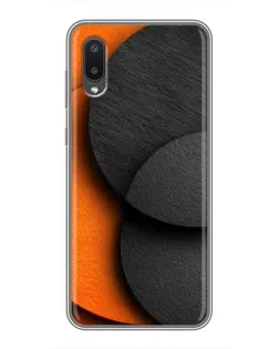 Чехол для Samsung Galaxy A02 с картинкой «Геометрия оранжевых кругов»