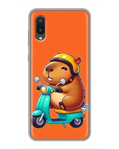 Чехол для Samsung Galaxy A02 с картинкой «Капибара на скутере»