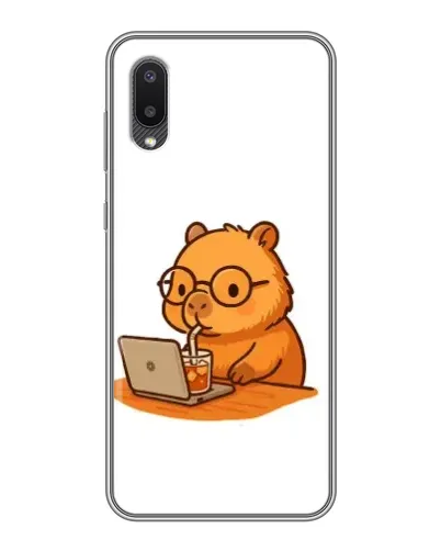 Чехол для Samsung Galaxy A02 с картинкой «Капибара с ноутбуком»