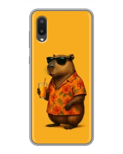 Чехол для Samsung Galaxy A02 с картинкой «Капибара на отдыхе»