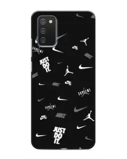Чехол для Samsung Galaxy A02s с картинкой «Nike Black Pattern» Чехол для Samsung Galaxy A02s с картинкой «Nike Black Pattern»