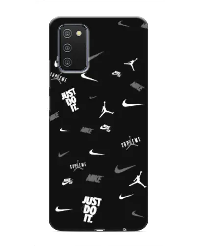 Чехол для Samsung Galaxy A02s с картинкой «Nike Black Pattern»