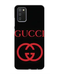 Чехол для Samsung Galaxy A02s с картинкой «Gucci — красный логотип»