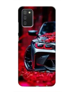 Чехол для Samsung Galaxy A02s с картинкой «Спортивная BMW и цветы»
