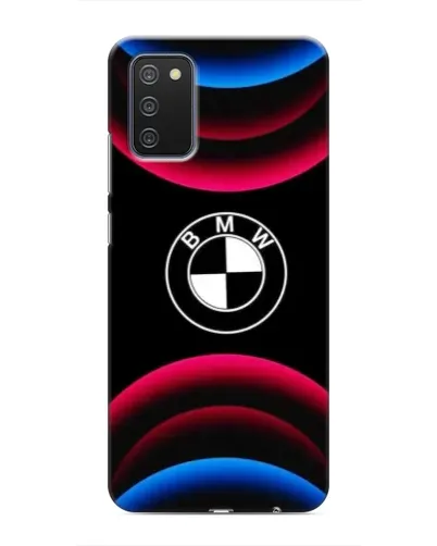 Чехол для Samsung Galaxy A02s с картинкой «Логотип BMW и неоновые дуги» Чехол для Samsung Galaxy A02s с картинкой «Логотип BMW и неоновые дуги»