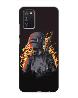 Чехол для Samsung Galaxy A02s с картинкой «PUBG — огненный силуэт»