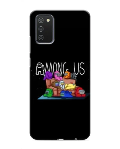 Чехол для Samsung Galaxy A02s с картинкой «Логотип Among Us»