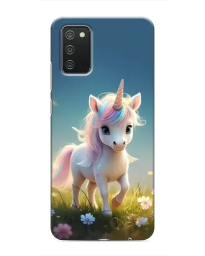 Чехол для Samsung Galaxy A02s с картинкой «Единорог на поляне»